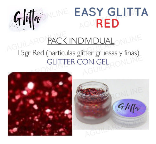 Glitta Easy Glitta Red Gel Glitter Makeup 1