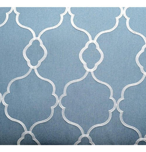 Miuco Dusty Blue Semi-Transparent Embroidered Moroccan Curtains 2