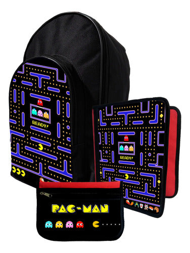 Kit Backpack+Folder+Pacman Pencil Case #476 0