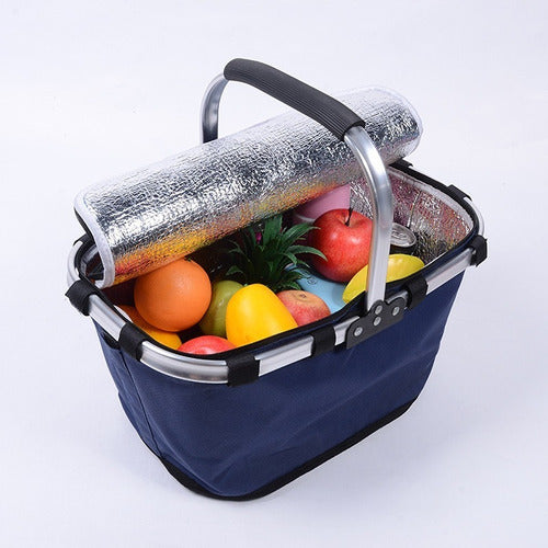 FOLDABLE ALUMINUM PICNIC THERMAL BASKET - 4 COLORS 3