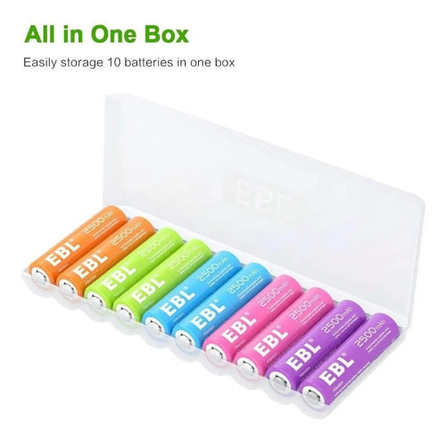 Pack 10 Pilas Ebl Doble Aa Recargables De 2500mah Ln-ch8125 1