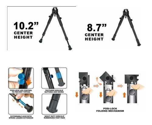 UTG Folding Bipod Adjustable Height from 8.7 to 10.2 TL-BP88 24746 2