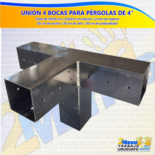 2 Manos Kit Herrajes Para Pergola Decks 3 Modulos Hierro Y Madera 3