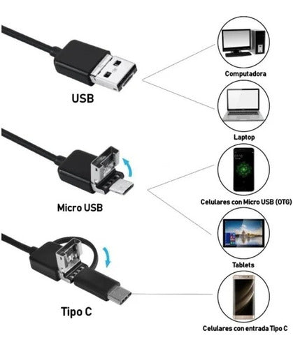 Camara Endoscopica 1 Metr Inspeccion Usb Y Micro Usb Con Luz 2