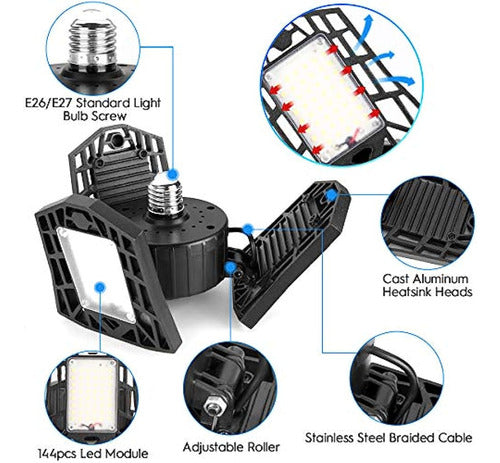 Luces De Garaje Led 60w Deformable Paquete De 2 6000lm Cerca 1