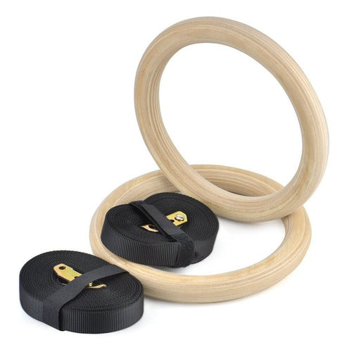 PRO Accesorios Adjustable Wooden Rings with Gymnastics Straps for Training 3