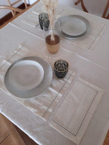 Mrs. Olson Pack of 2 Table Place Mats + 2 Natural Tusor Napkins 1