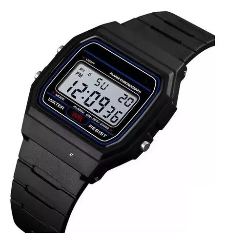 Reloj Vintage Digital Luz Alarma Cronómetro Caucho Garantía 1