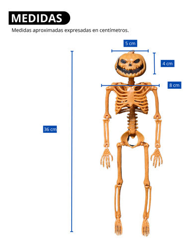 JBIM Esqueleto Articulado Cabeza Calabaza Decoración Halloween 1