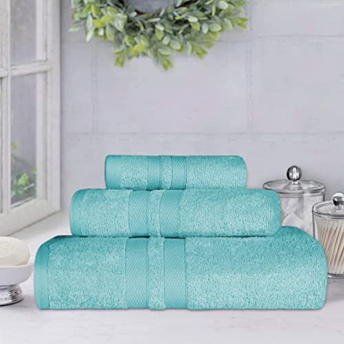 Superior Egyptian Cotton Towels, Hand Towels, Bath Towels, Cyan 1