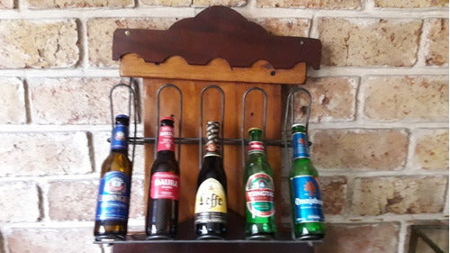 Soporte Botellas,vinera De Pared De Hierro Y Madera Maciza 2