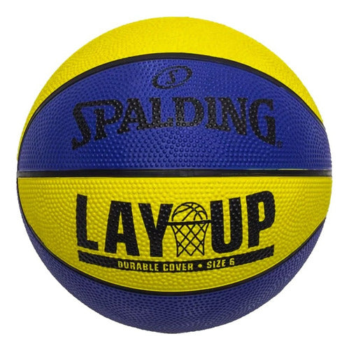 Spalding Lay Up Basketball Blue With Yellow Size 6 0