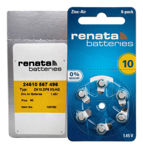 Renata 60 Pack Hearing Aid Batteries Size 10 Made in U.K. 0