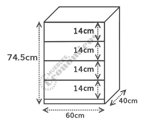 Muebles Económicos Chifonier Cómoda 4 Cajones Guías Metálicas Cómoda Juvenil 5