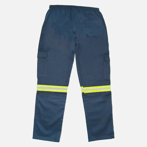 Blue Nautical Cargo Pants with Reflective Workwear 3