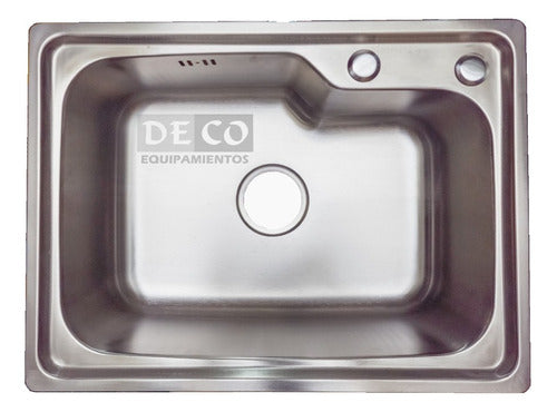 Pileta Inox Grande Simple Sobreponer Cocina + Valvulas Deco. 0