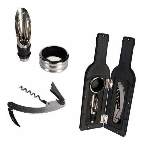 Set Botella De Vino Accesorios Saca Corchos - Collar - Pico 1