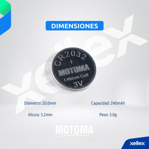 Motoma 100 X Cr2032 Button Batteries - 240mah 1