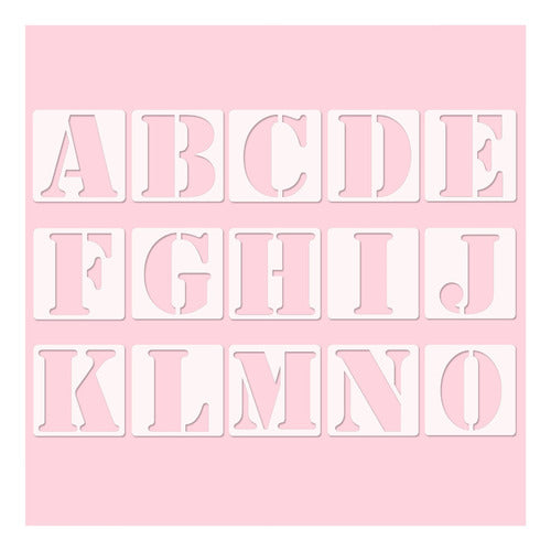 PopDesign Stencil Alphabet 10x10cm 30 Letters + Deco Signs 0