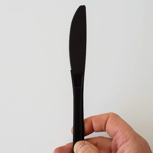 Ají Diseño Cuchillo Descartable De Plástico Negro (pack X100) 2