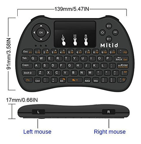 Mitid 2.4ghz Mini Teclado Inalámbrico Con Mouse Touchpad Com 2