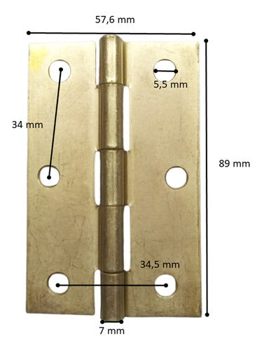 Fumaca Bisagra Libro Hierro Bronceado - 89mm - 2 Cajas X24 U. 2