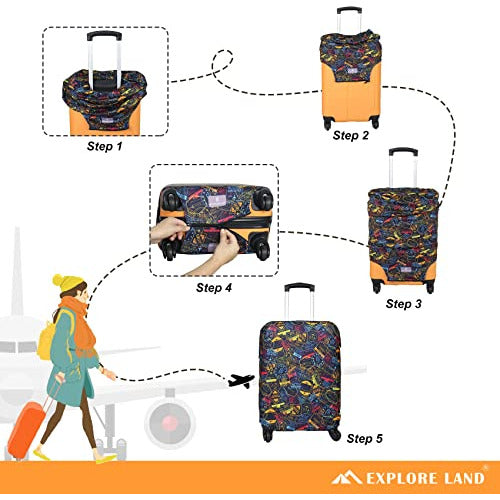 Explore Land Stamp XL Luggage Cover 4