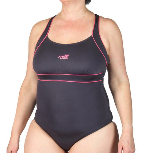 Speed Women's One-Piece Swimsuit with Fine Contrasting Trims - Plus Sizes 14