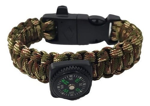 Doite Aron Paracord Bracelet with Compass, Flint, and Whistle 0