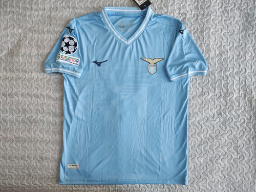 Men's Official Lazio Home Jersey 2023/2024 with Champions League Patches and Immobile Printing 4