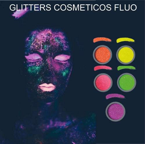 Glow Glitter Fluor Glow Maquillaje Artístico Luz Negra 1