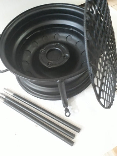 Tire Brasero with Detachable Legs and Grill 0