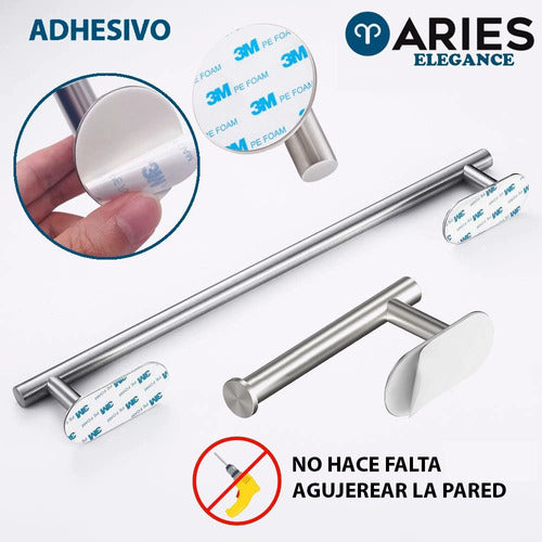 Aries Kit De Baño Accesorios Auto Adhesivo Elegance S5000 1