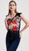 OPR Black Blouse Top Women Floral Print S-M Rayon Cotton 1