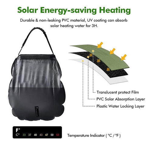 20l Bolsa De Banho Solar Portátil Ao Ar Livre Dobrável 7