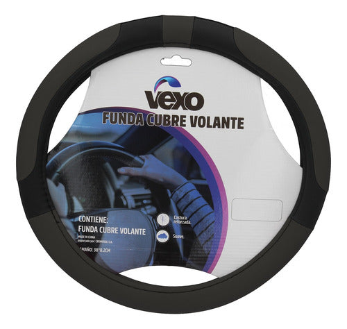 Universal Steering Wheel Cover (Diam.38) Luxury Black/Gray 0