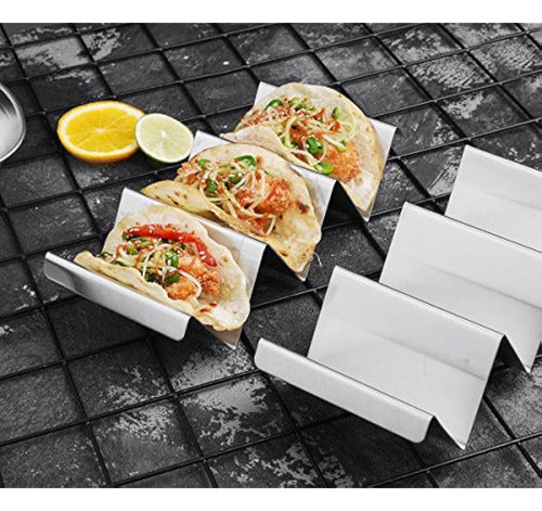 Artthome Taco Holders 4 Pack - Stainless Steel Tray Style 4