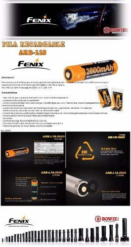 Fenix Arb-L18 2600mAh 3.6V 18650 Rechargeable Battery 2