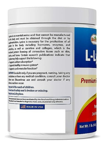 Best Naturals L-Lysine Powder 454g Cardiovascular Support 2