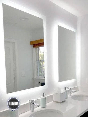 Modern Rectangular LED Bathroom Mirror 100x50cm 6