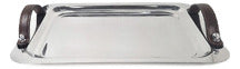 Acermel Rectangular Stainless Steel Tray with Leather Handles 50cm 0