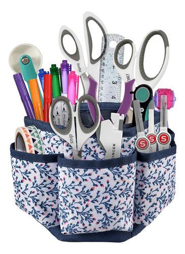 Organizador De Costura Spinner De Escritorio Navy Floral 0