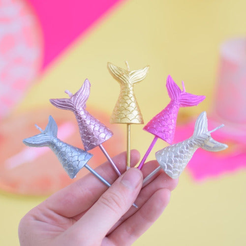 Umpapel Mermaid Cake Candles (8cm) - Pack of 5 2