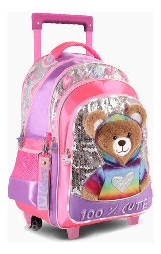 Backpack with Wheels 18 Inches Teddy Bear Light Footy Sharif Express 1