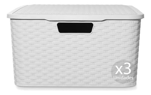 Simply Canastos Caja Organizador Simil Rattan Grande Xl Pack X 3 Un 0