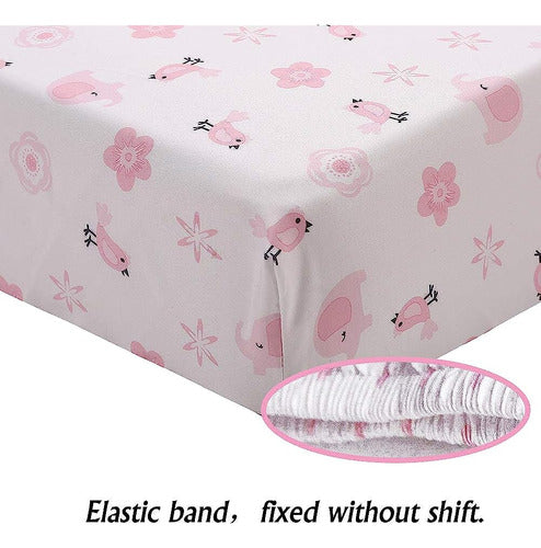 Juego De Cama De Cuna Elefante Rosa 3 Piezas Baby Nursery Be 4