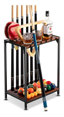 EXTCCT Billiards Pool Stick Holder - Floor Cue Rack with Ping Pong Paddle Holder 0