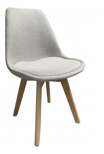 Scandinavian Upholstered Tulip Chair in Gray Beige Black 1