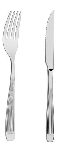 Manteleria Carim 12 Forks and 12 Steak Knives Set - Stainless Steel 0