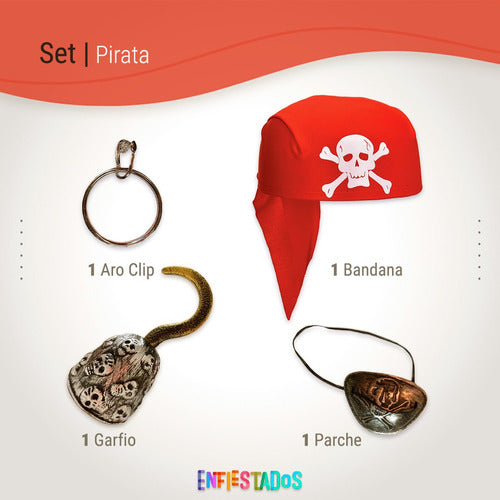 Party Store Pirate Set with Hook, Eye Patch, Hoop and Bandana 2